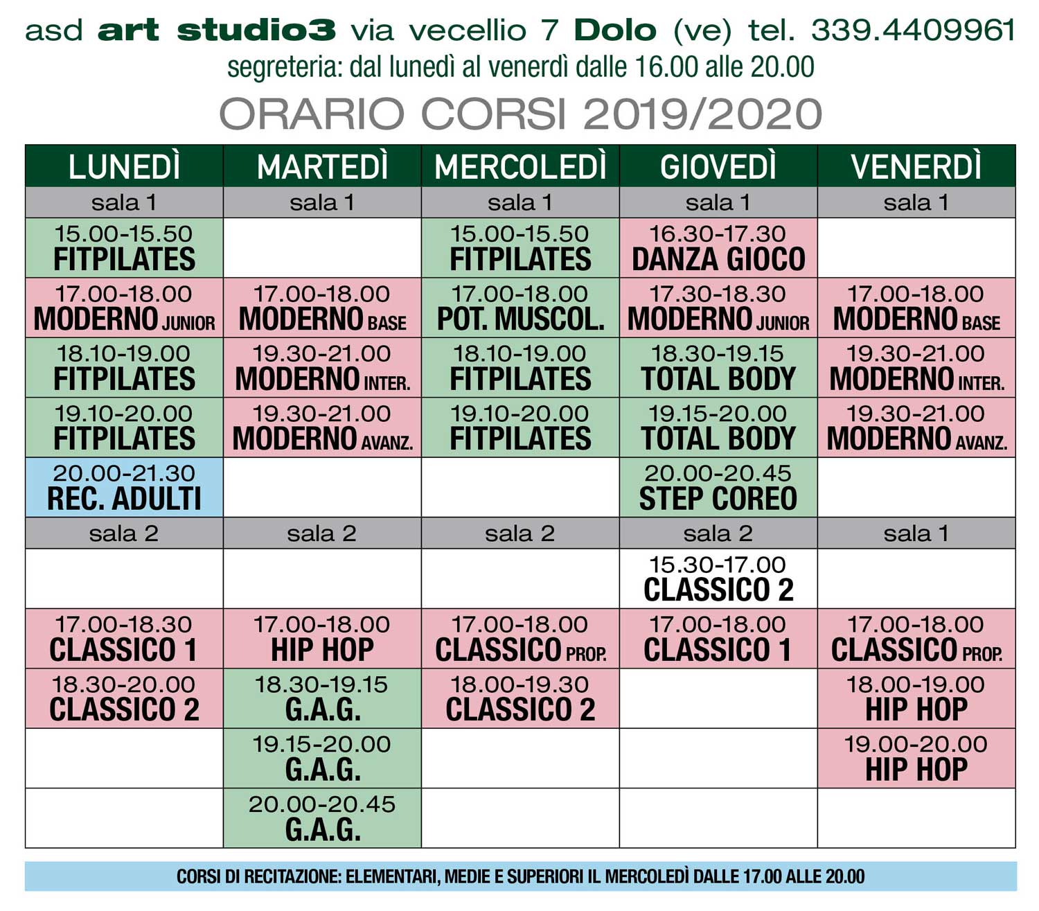 Orario corsi ballo